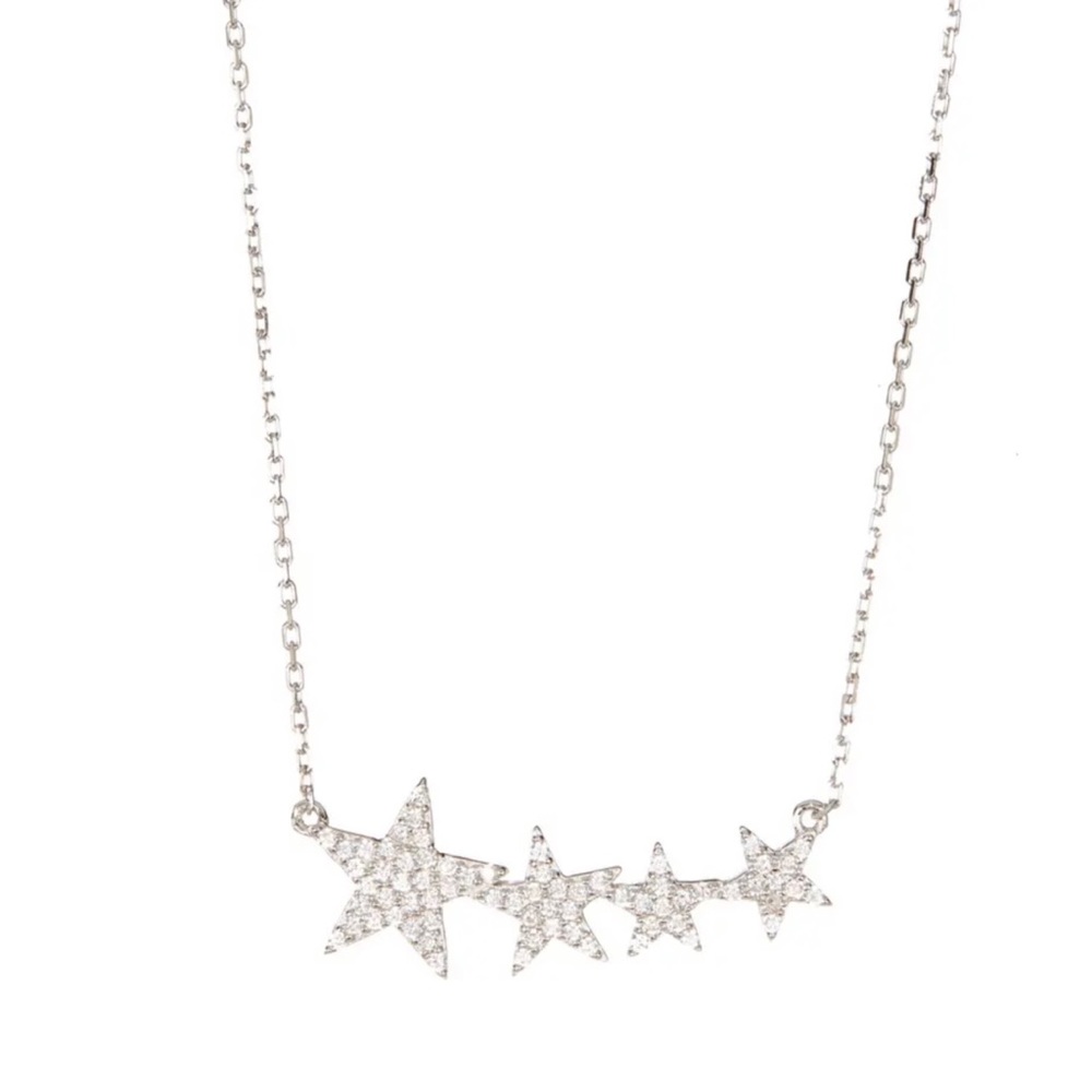 White Rhodium Crystal Shooting Star Necklace